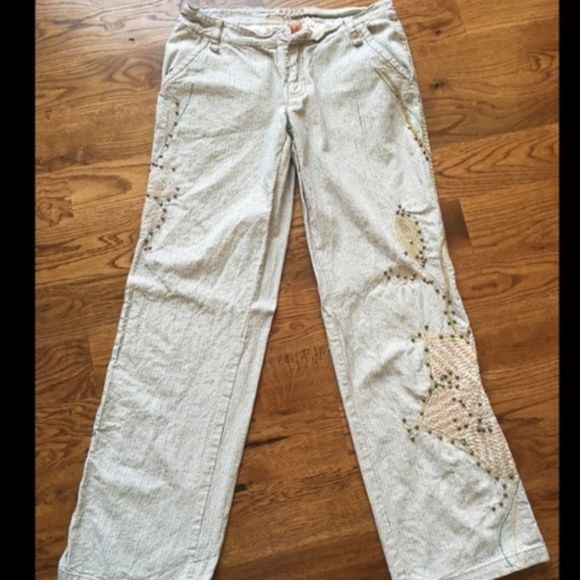 Aziza DB Sport/Boho Cotton Embroidered Pants sz10 - Picture 1 of 8